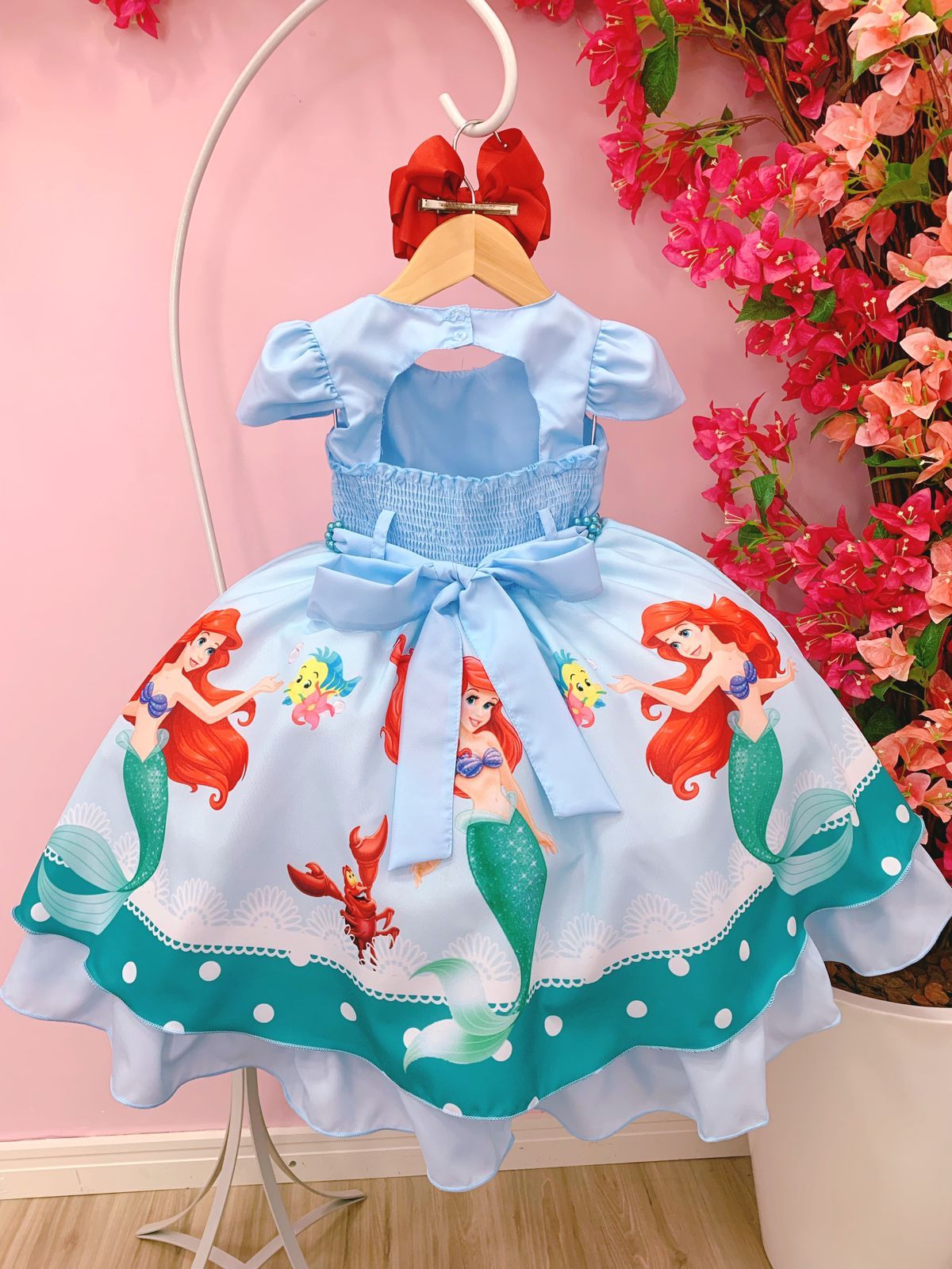 Vestido de princesa sirena Ariel con cinturón de perlas