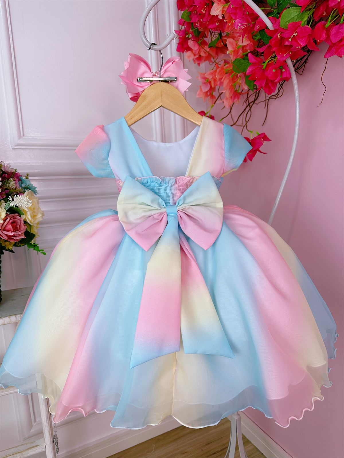 Vestido infantil Lluvia de Bendiciones de Amor con Perlas de Lujo