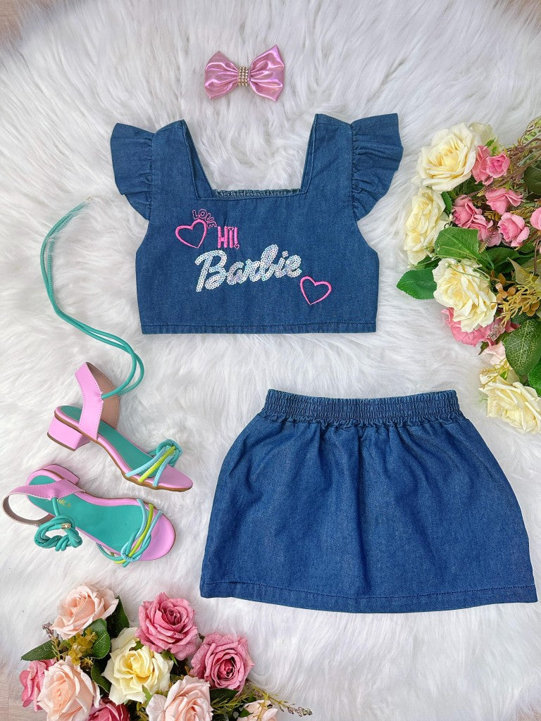 Conjunto de vaqueros Barbie con lazo de fiesta de lujo