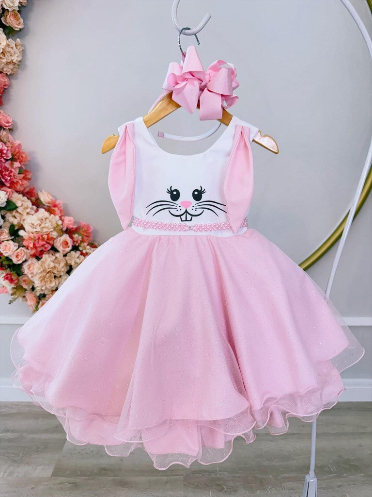 Vestido infantil de conejito de Pascua con falda de purpurina de lujo