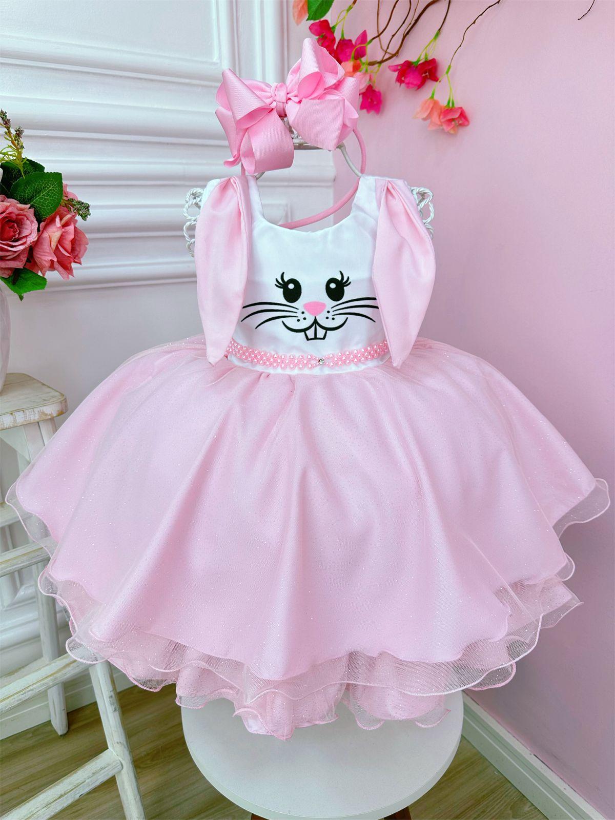 Vestido infantil de conejito de Pascua con falda de purpurina de lujo