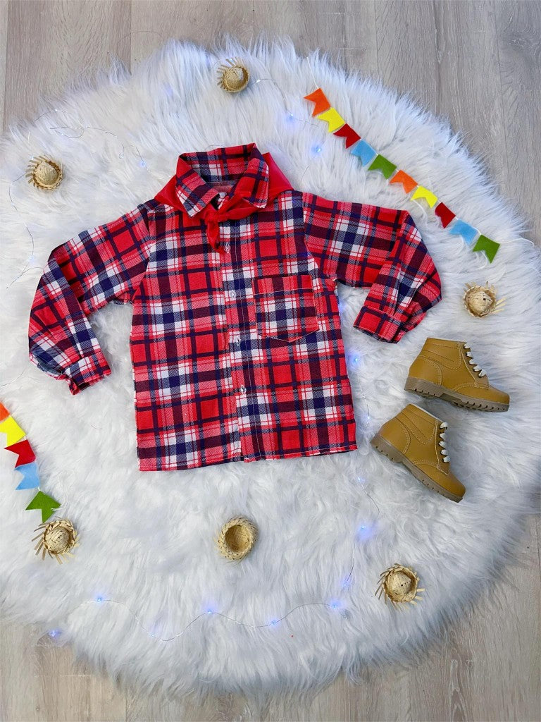 Camisa Cuadros Arraiá Junino Roja