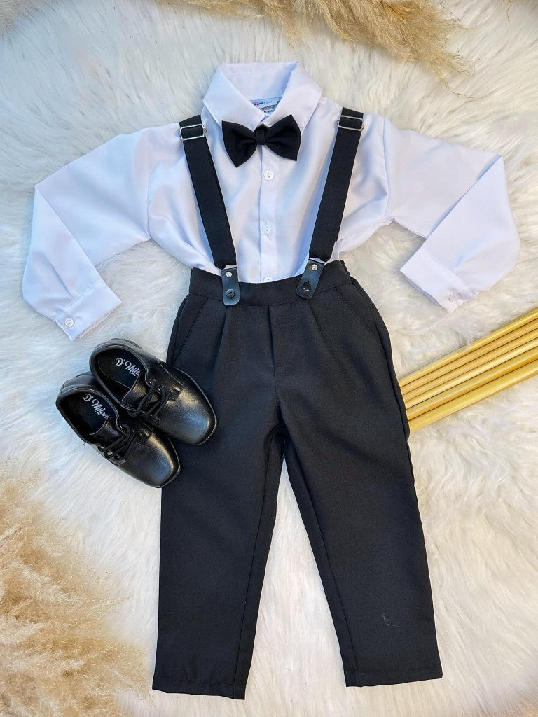 Conjunto Formal Camisa, Pantalón, Corbata y Tirantes Negros