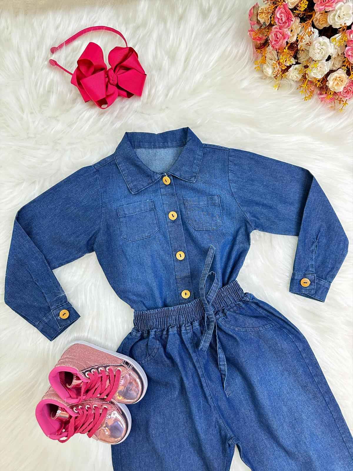Conjunto de jeans azules para niños con camisa y pantalón casual de lujo