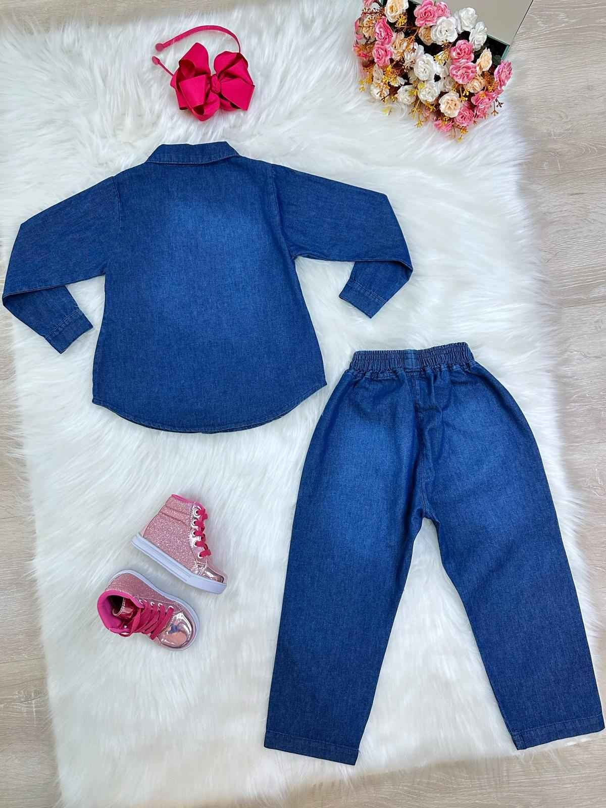 Conjunto de jeans azules para niños con camisa y pantalón casual de lujo