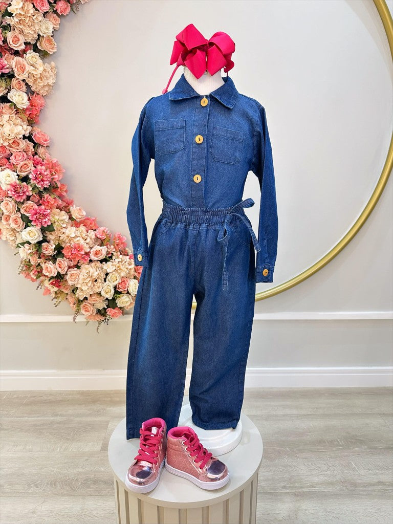 Conjunto de jeans azules para niños con camisa y pantalón casual de lujo