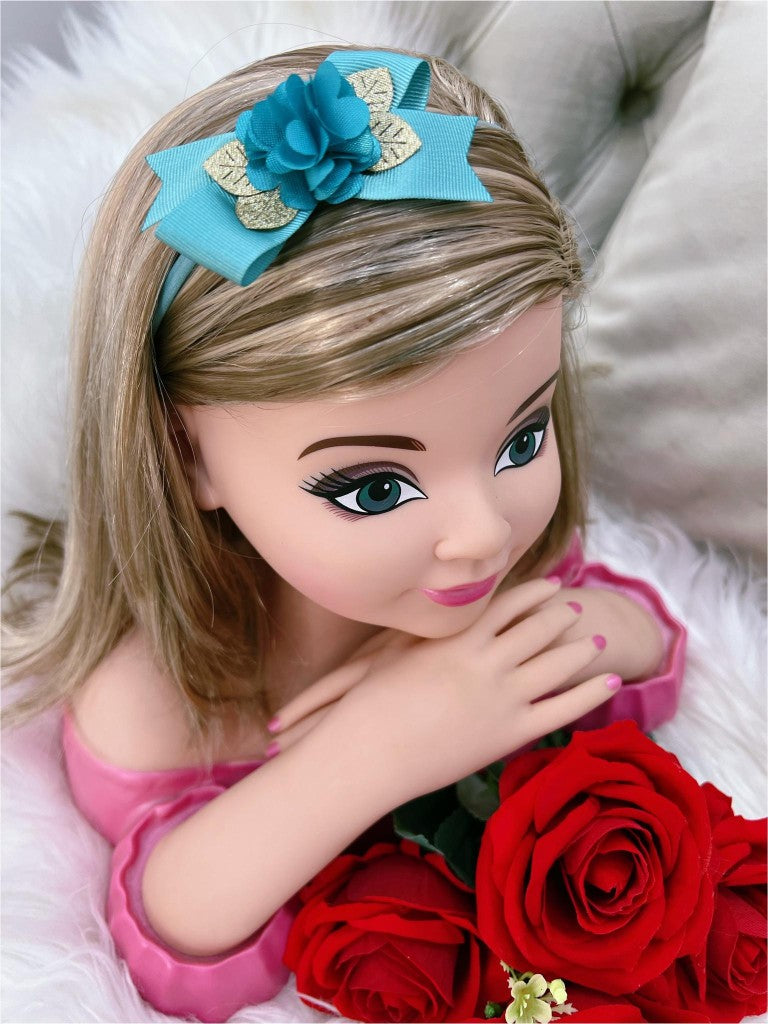 Diadema para bebé con aplique de flores doradas en varios colores