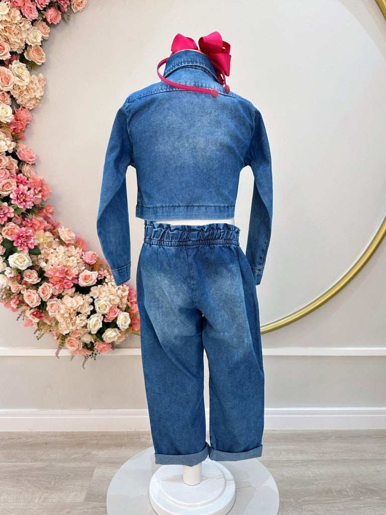 Conjunto de jeans azules para niños con chaqueta y pantalón casual de lujo