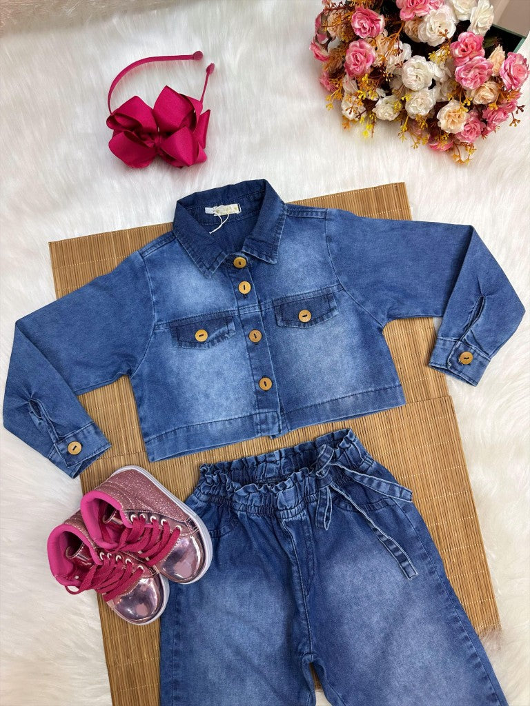 Conjunto de jeans azules para niños con chaqueta y pantalón casual de lujo