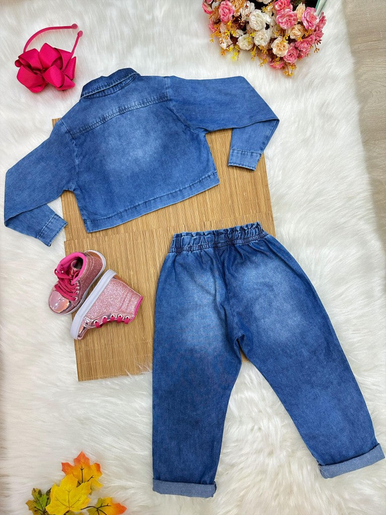 Conjunto de jeans azules para niños con chaqueta y pantalón casual de lujo
