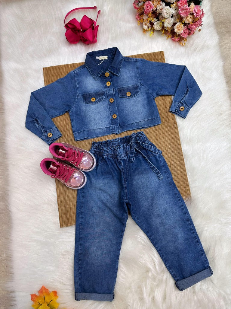 Conjunto de jeans azules para niños con chaqueta y pantalón casual de lujo