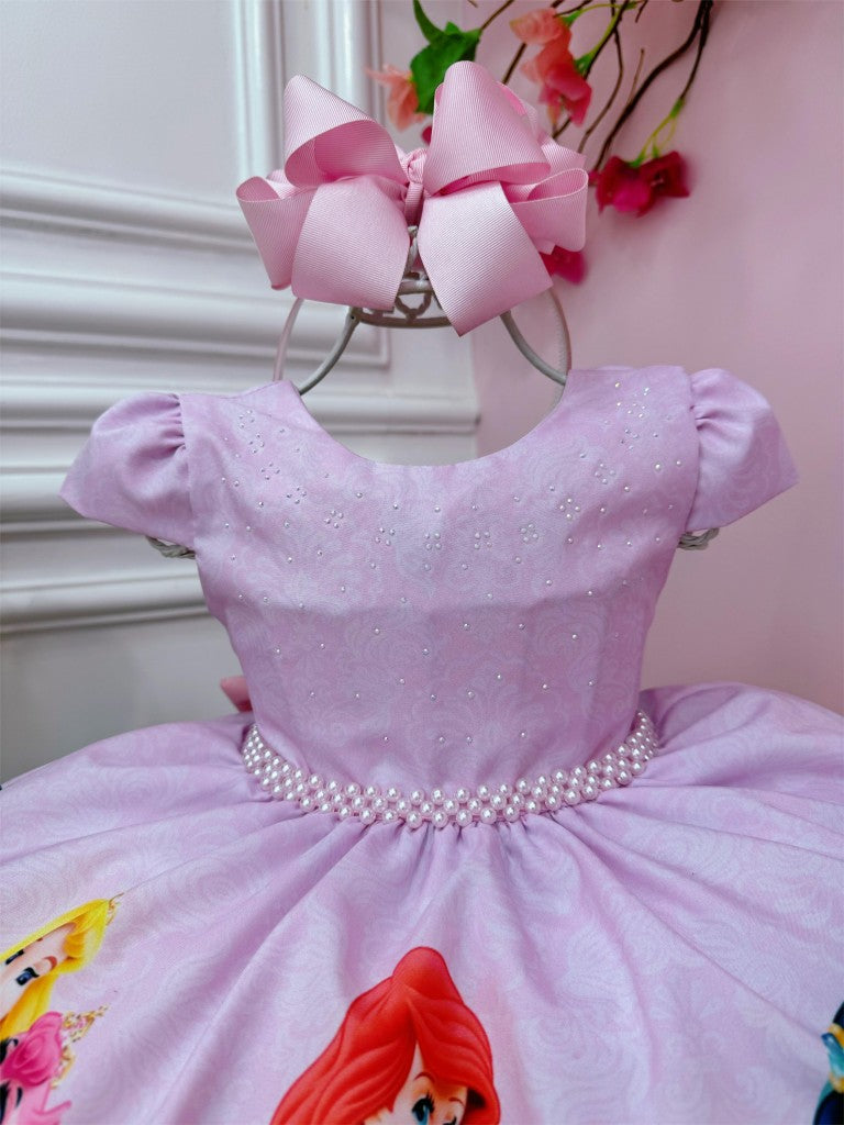 Vestido de princesa rosa con busto de diamantes de imitación de lujo