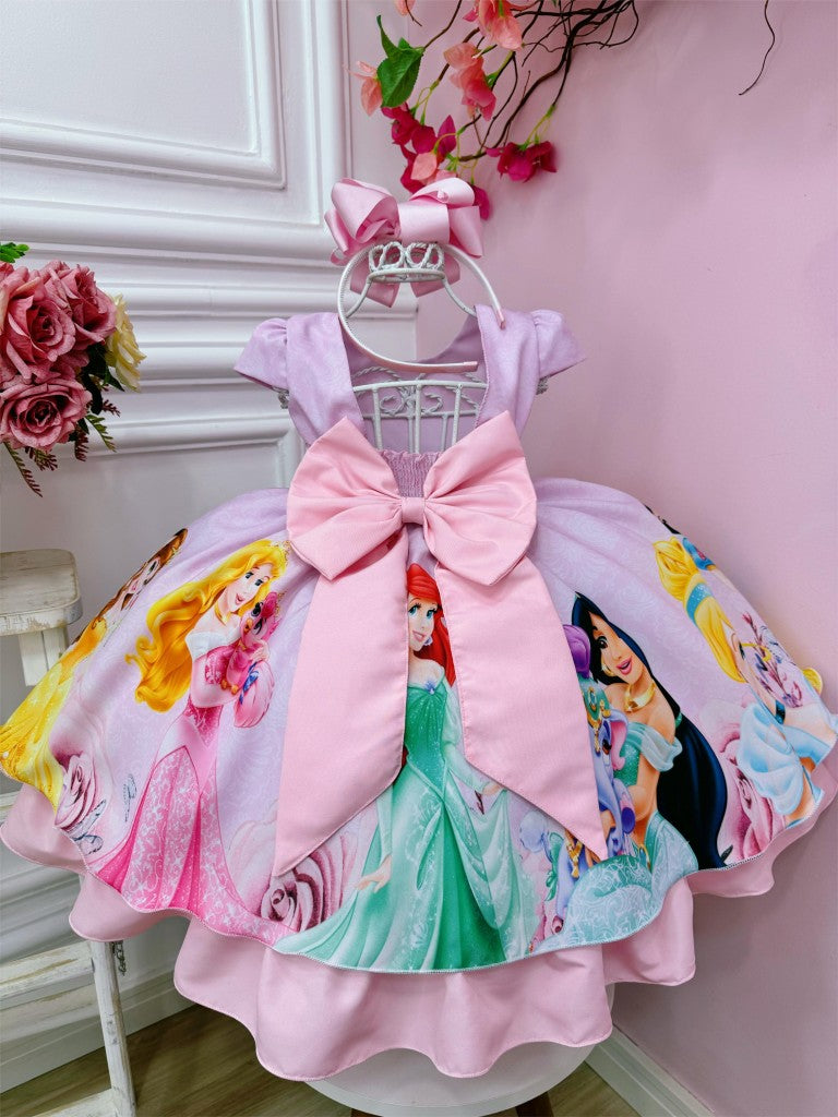 Vestido de princesa rosa con busto de diamantes de imitación de lujo
