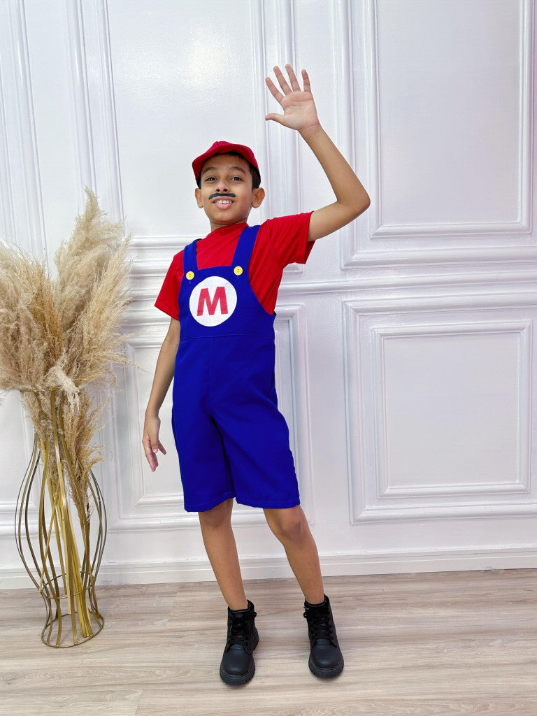 Conjunto de disfraces de fiesta infantil rojo y azul