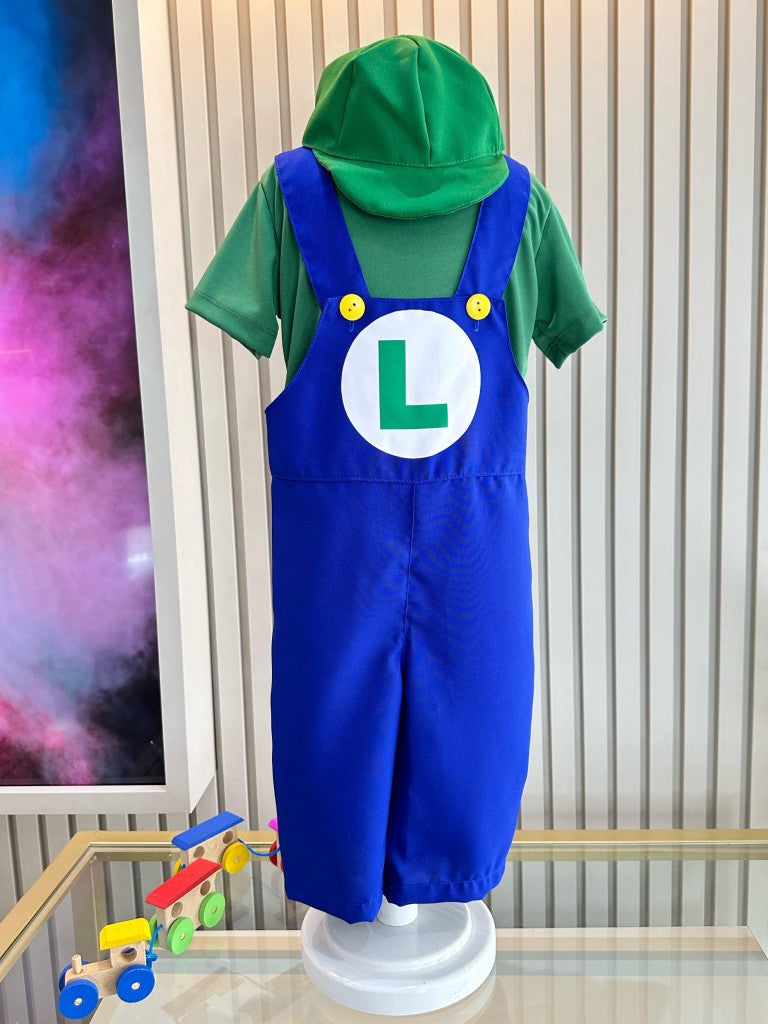 Conjunto de disfraces de fiesta infantil verde y azul