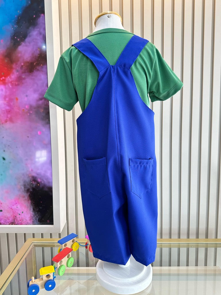 Conjunto de disfraces de fiesta infantil verde y azul