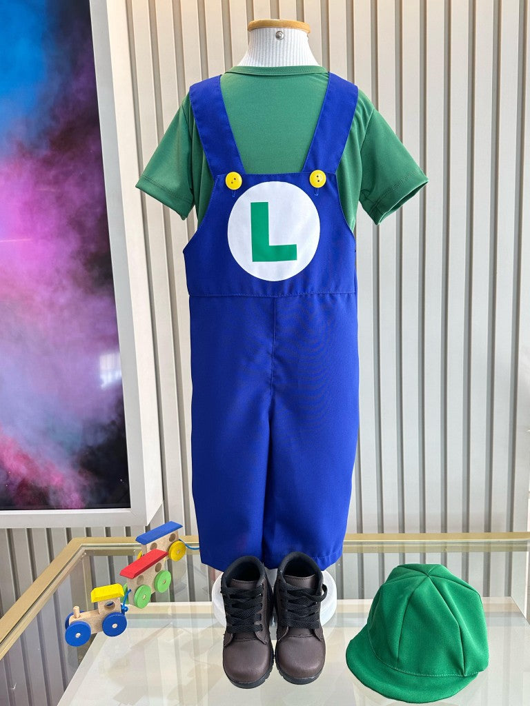 Conjunto de disfraces de fiesta infantil verde y azul
