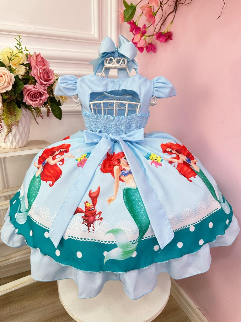 Vestido de fiesta infantil de la princesa sirena Ariel azul