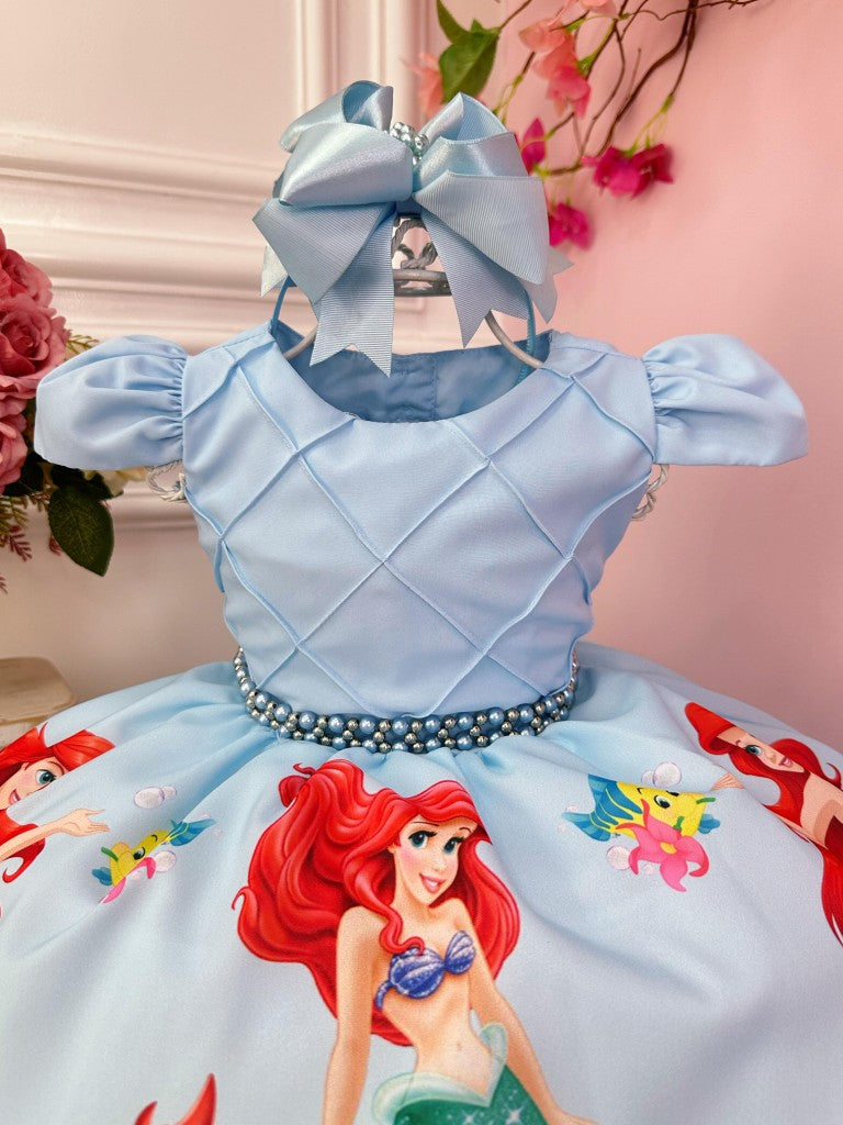 Vestido de fiesta infantil de la princesa sirena Ariel azul