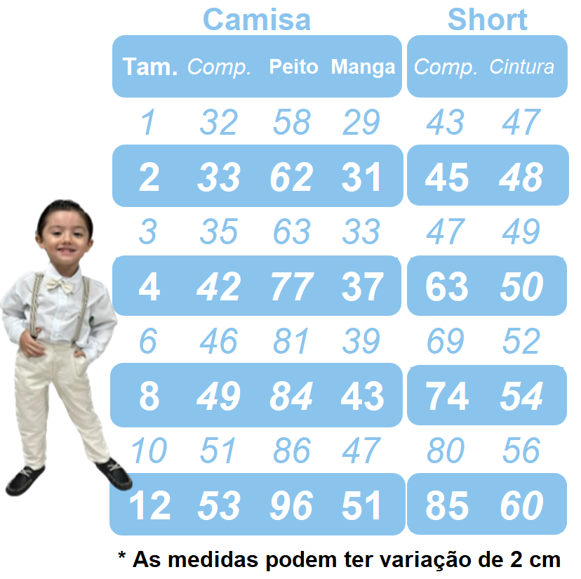 Conjunto infantil: Camisa blanca con pantalón de tirantes y corbata azul