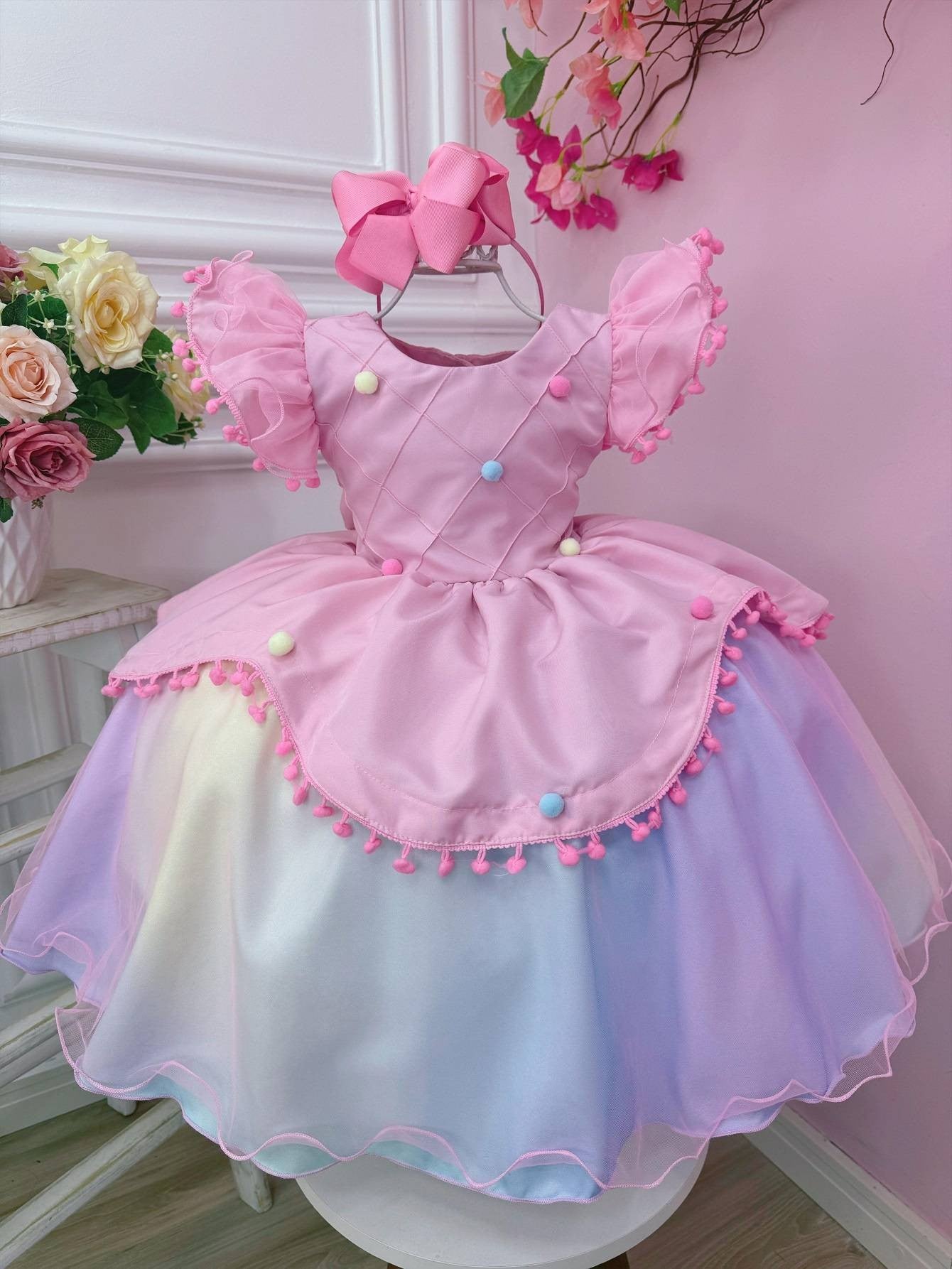 Vestido infantil Circo Rosa Lluvia de Amor Fiestas Coloridas