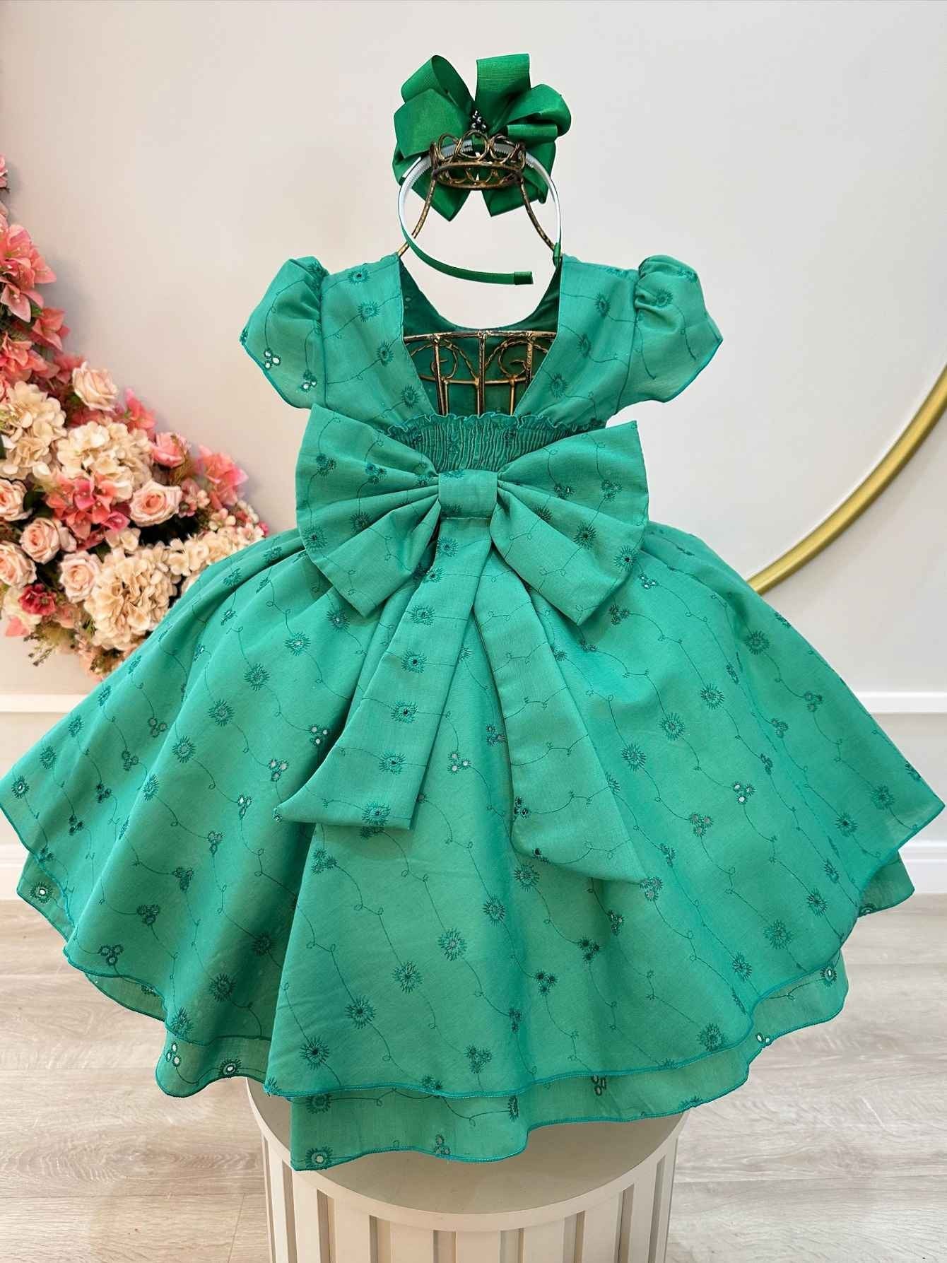 Vestido infantil Laise verde con volantes de lujo para fiestas de damas de honor