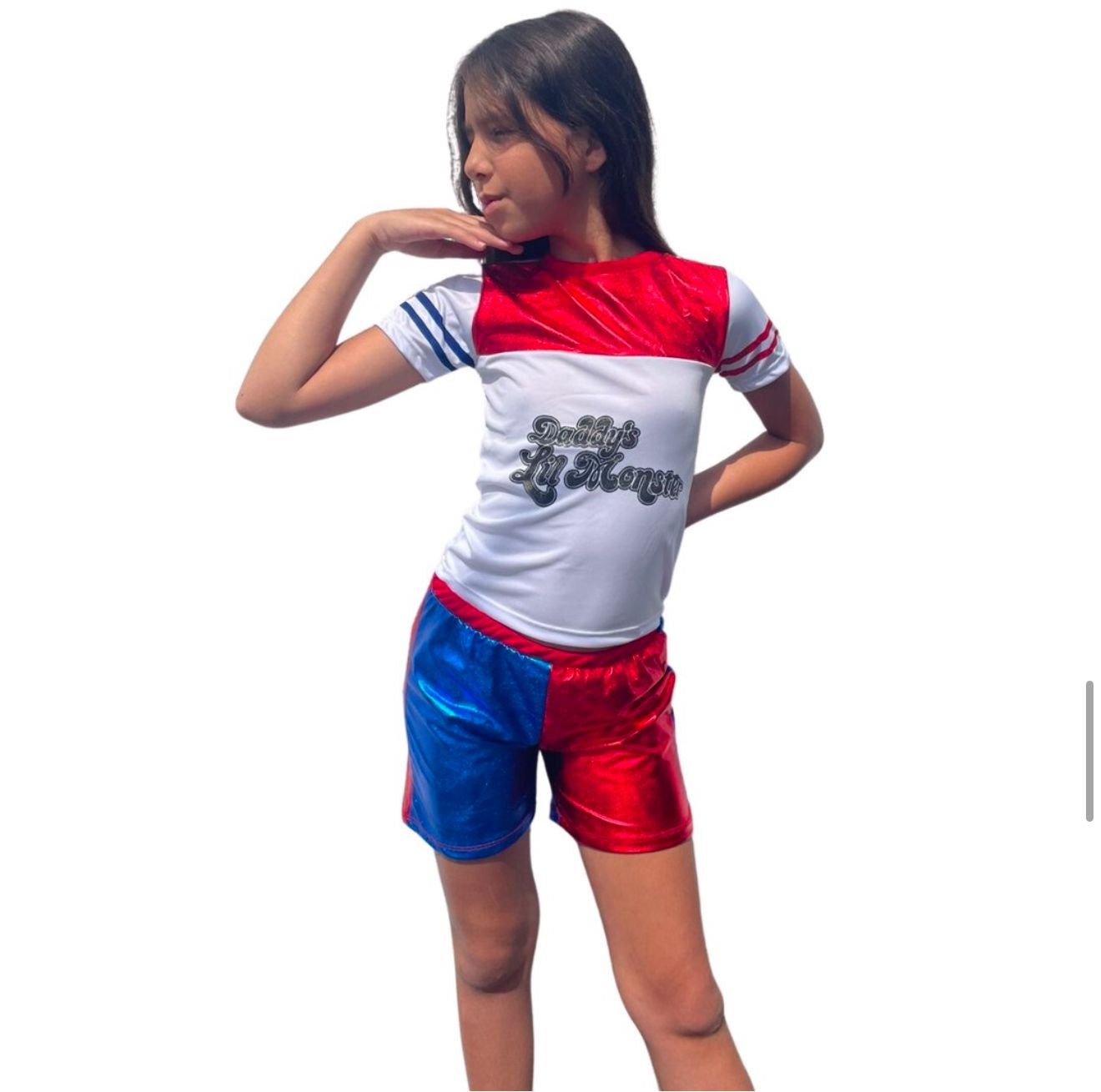 Disfraz de Harley Quinn superbrillante para fiesta infantil