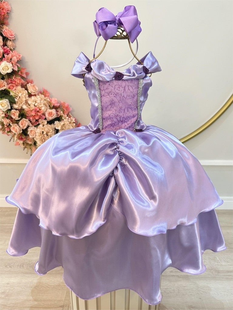 Disfraz infantil de princesa Sofía y Rapunzel color lila.