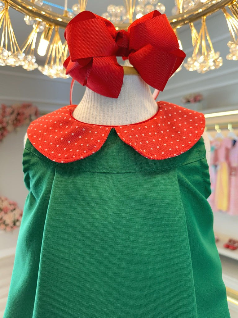 Disfraz infantil de fiesta con coleta verde y roja