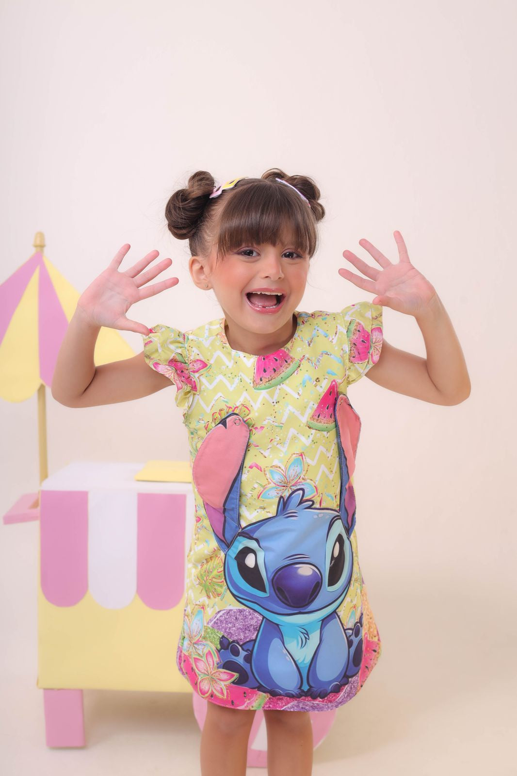 Vestido de fiesta de lujo amarillo de Lilo y Stitch para niños