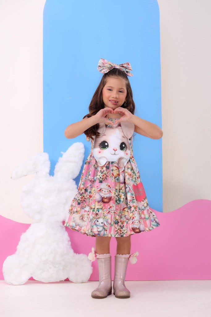 Vestido de fiesta infantil de conejito de Pascua de lujo