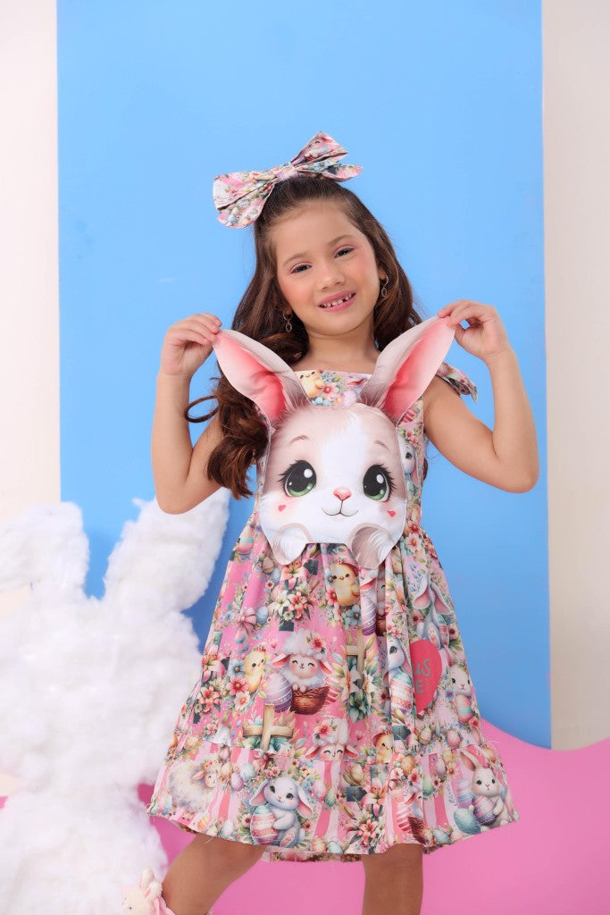 Vestido de fiesta infantil de conejito de Pascua de lujo