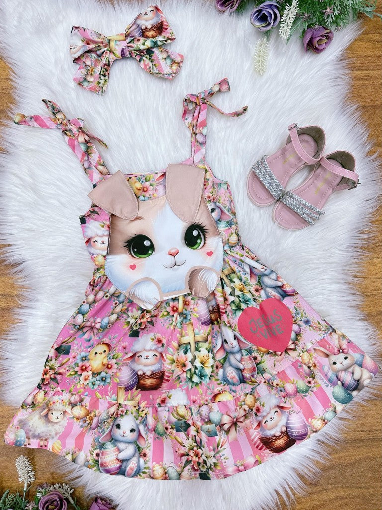 Vestido de fiesta infantil de conejito de Pascua de lujo