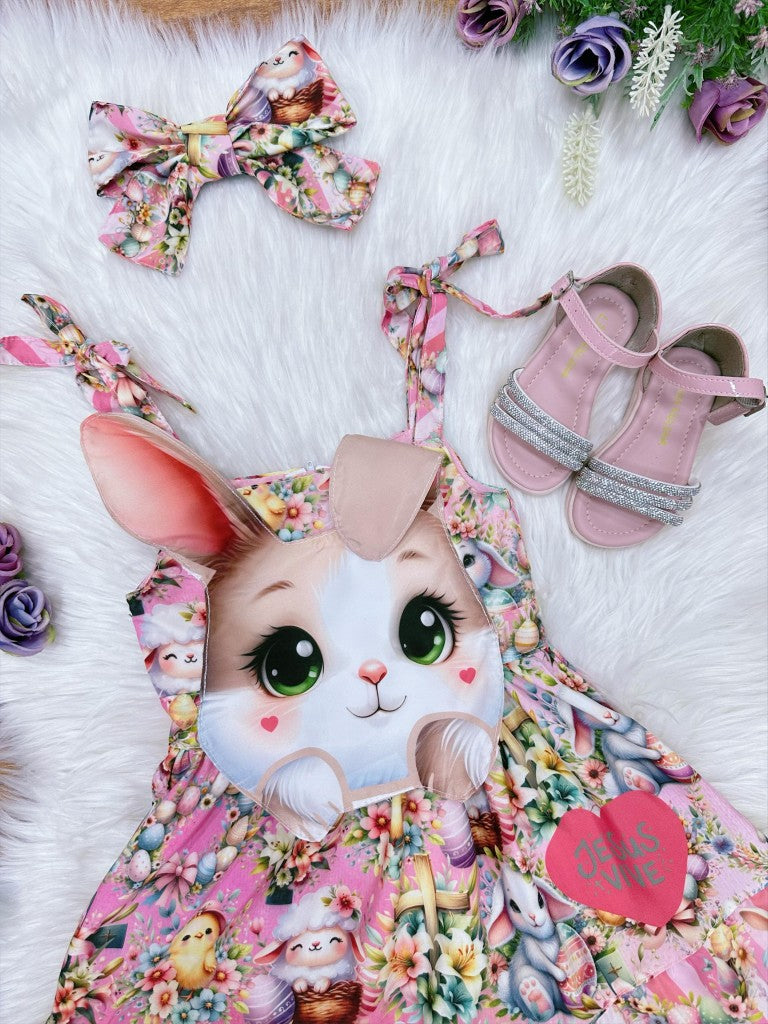 Vestido de fiesta infantil de conejito de Pascua de lujo