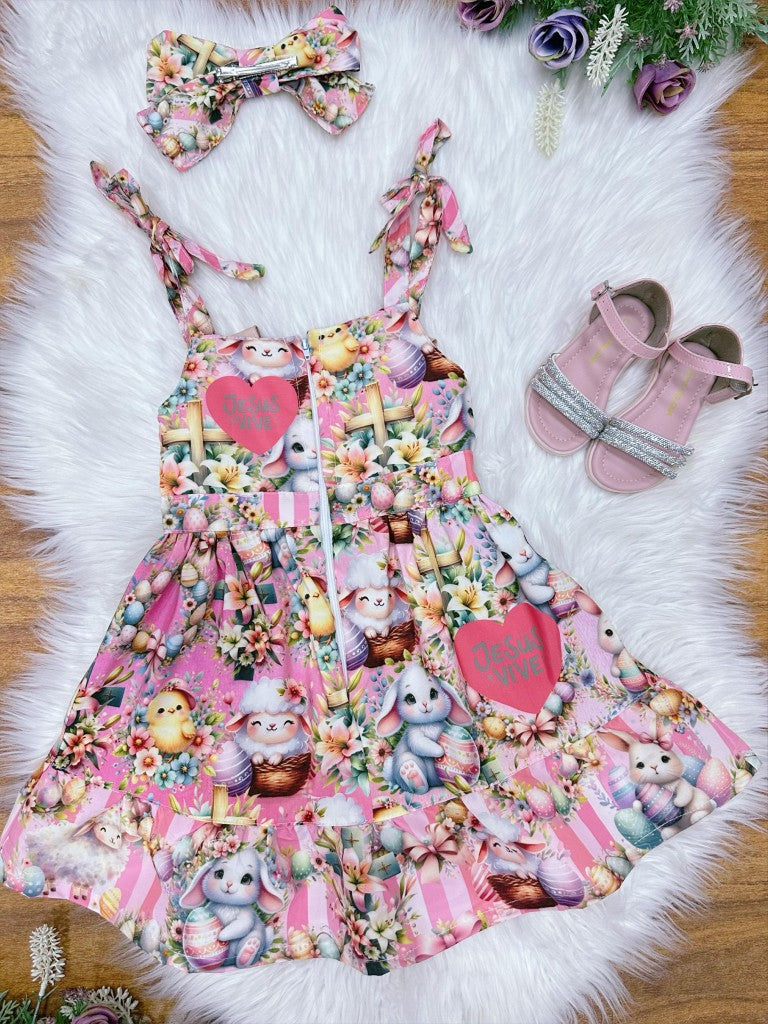 Vestido de fiesta infantil de conejito de Pascua de lujo