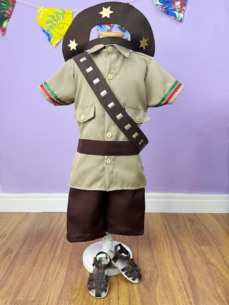 Conjunto Disfraz Infantil Junino Cangaceiro Lampion Marrón