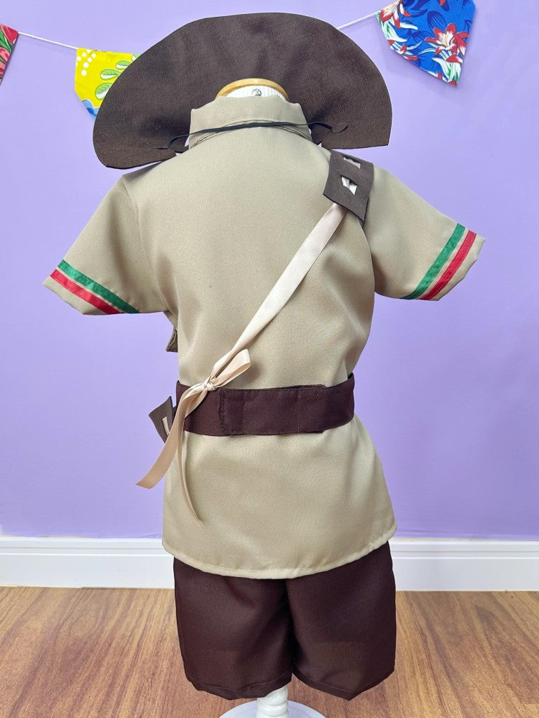 Conjunto Disfraz Infantil Junino Cangaceiro Lampion Marrón