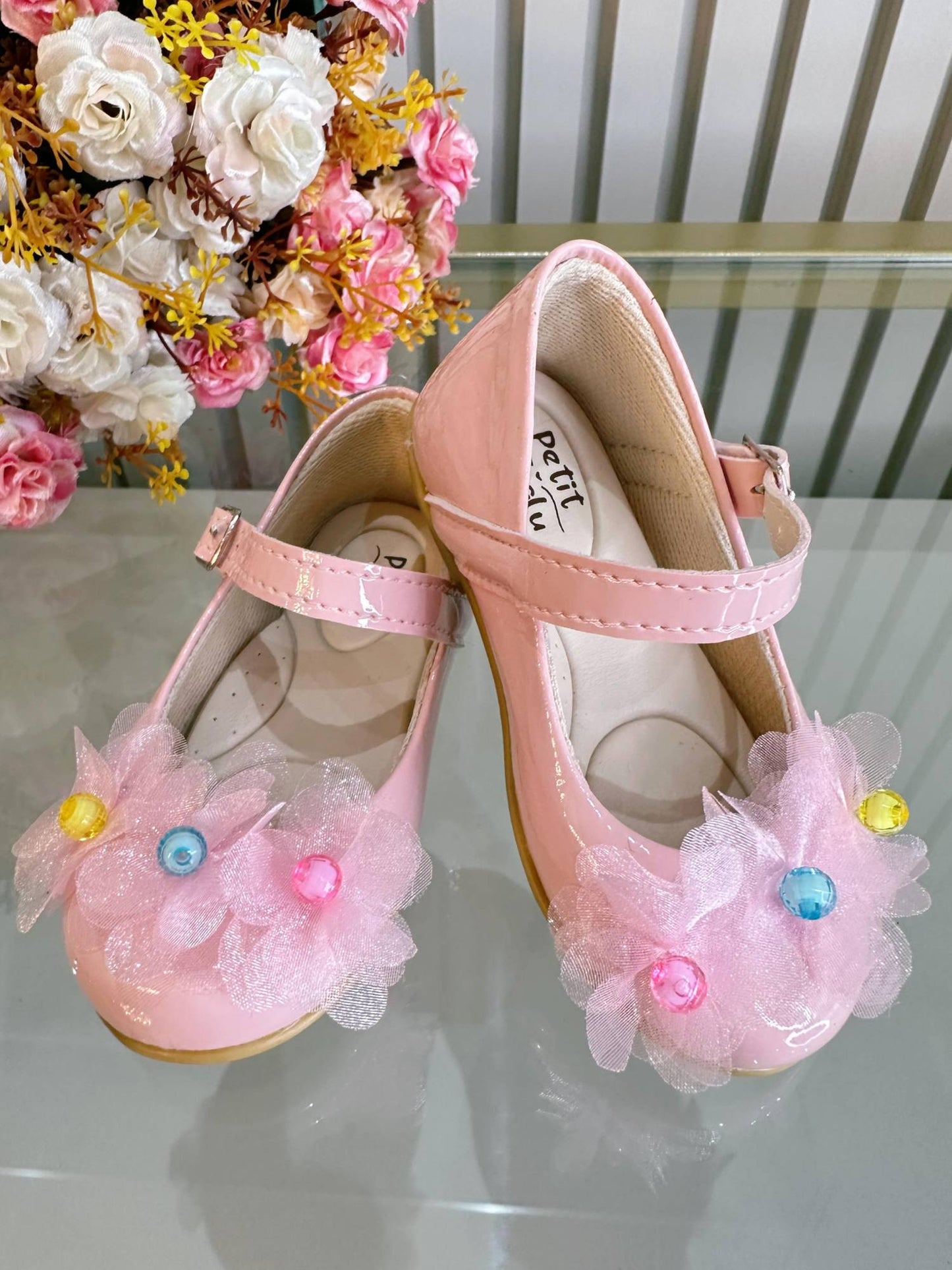 Zapatos Infantiles de Charol Rosa Jardín Encantado Lujo