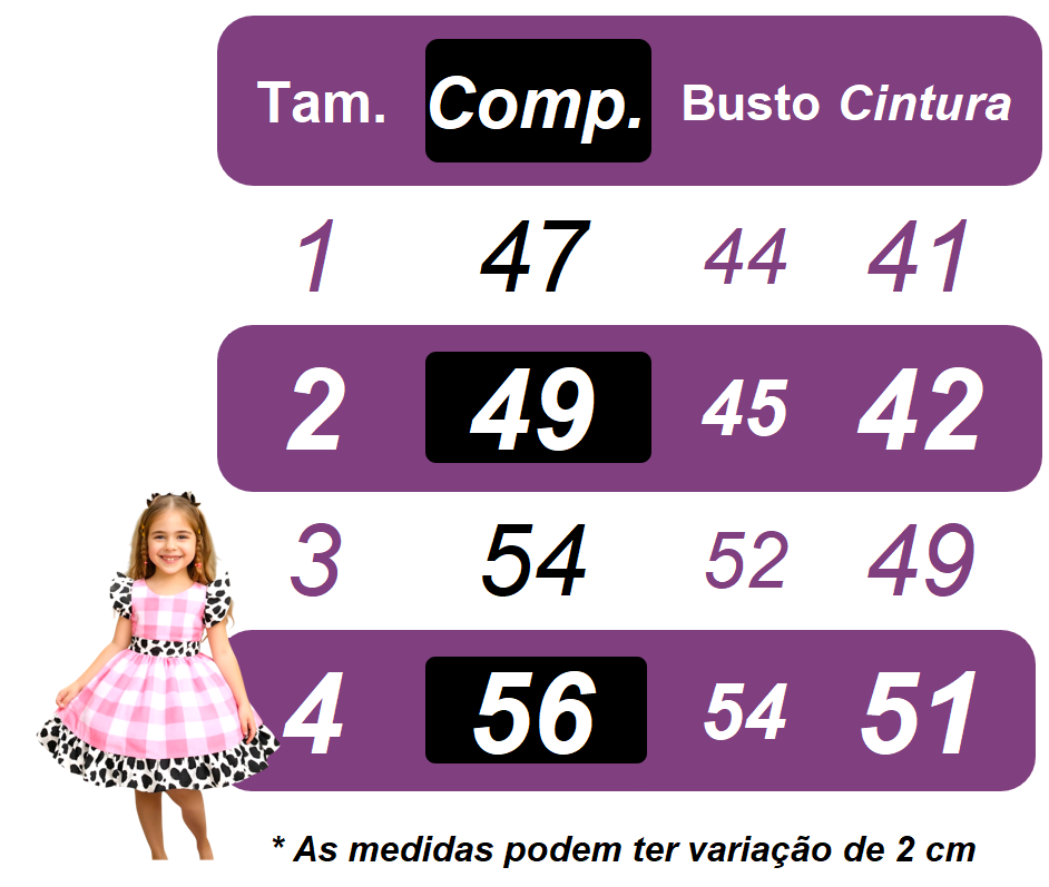 Vestido infantil de granja a cuadros blancos y rosas con lazo de vaca
