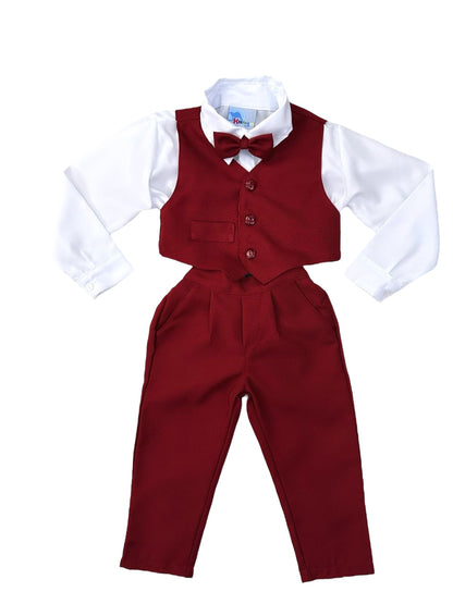 Conjunto formal de camisa blanca, chaleco y pantalón Marsala Grav.