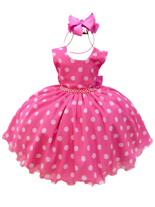Vestido de fiesta de lujo de Minnie Mouse con lunares blancos y rosas