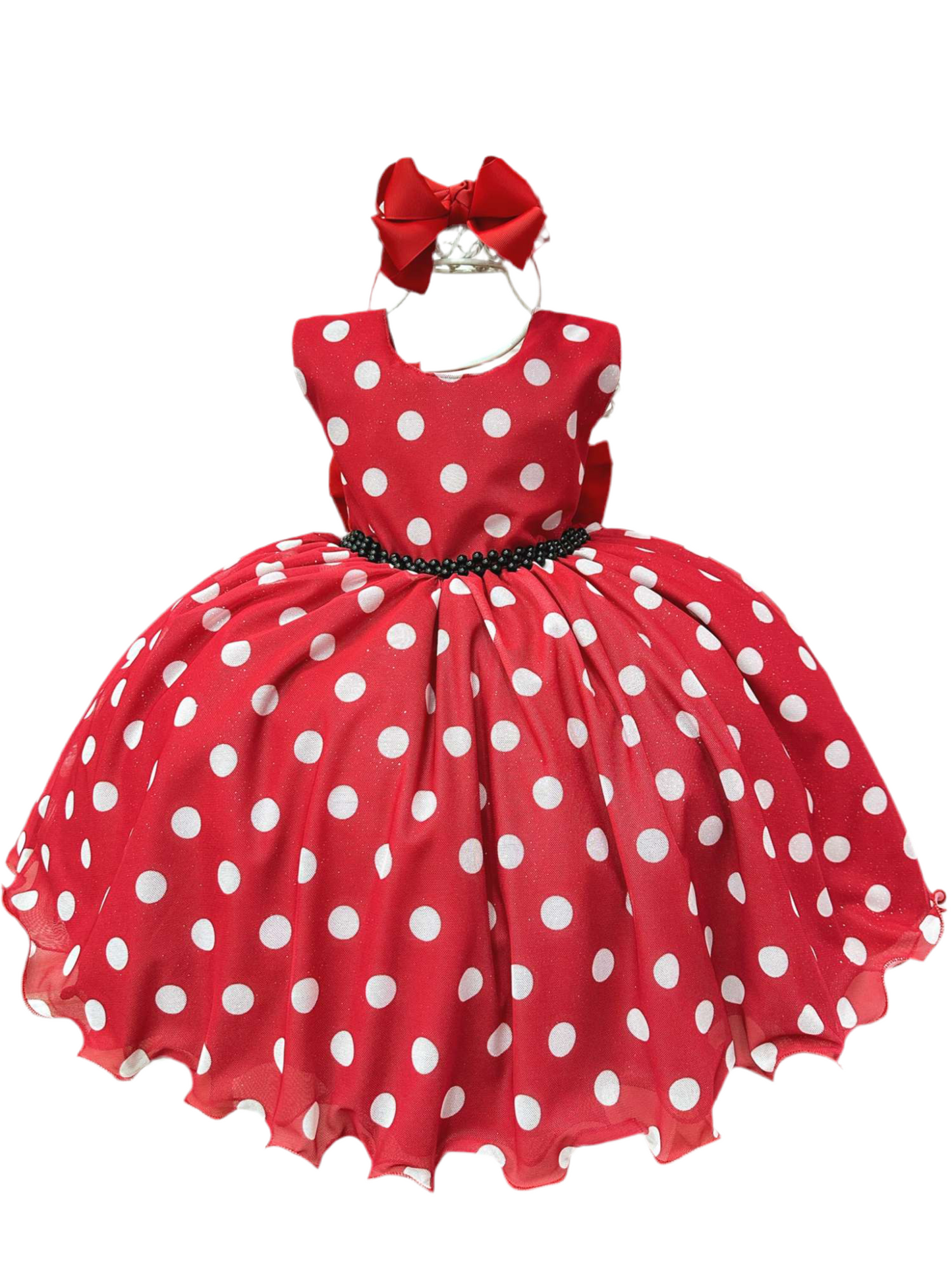 Vestido de fiesta de lujo de Minnie Mouse con lunares rojos y blancos