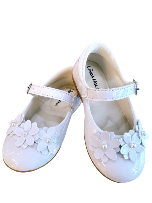 Botines Vermiz Blancos con Apliques de Flores para Bautismo