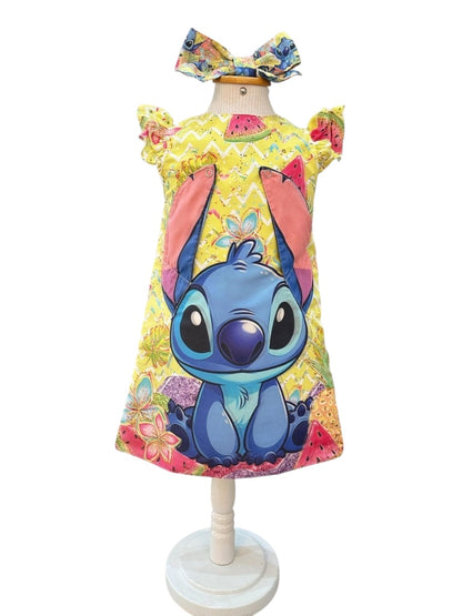 Vestido de fiesta de lujo amarillo de Lilo y Stitch para niños
