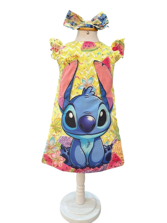 Vestido de fiesta de lujo amarillo de Lilo y Stitch para niños