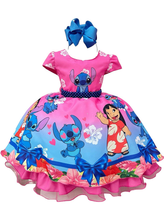 Vestido de fiesta rosa chicle de Lilo y Stitch