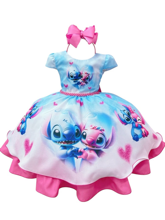 Vestido infantil azul de Lilo Stitch y Ángel en Fiestas del Amor