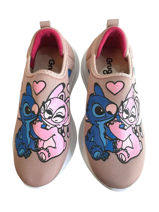 Zapatillas Easy-On para niña con temática de Lilo Stitch y Ángel color nude 