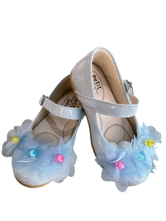 Zapatos infantiles de charol azul claro, Jardín Encantado de Lujo