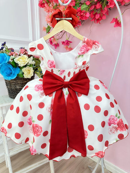 Vestido infantil blanco roto con rosas en primavera de lujo